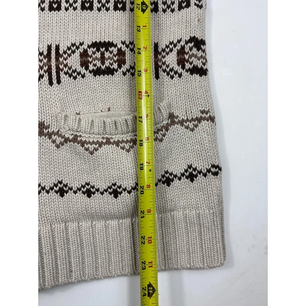 Salt Valley Fair Isle Shawl Collar Cardigan Women's S Cotton Brown - Picture 6 of 9